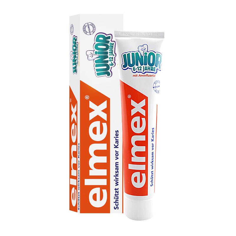 德国Elmex儿童牙膏 含氟预防龋齿 安全可吞咽 6-12岁 75ml