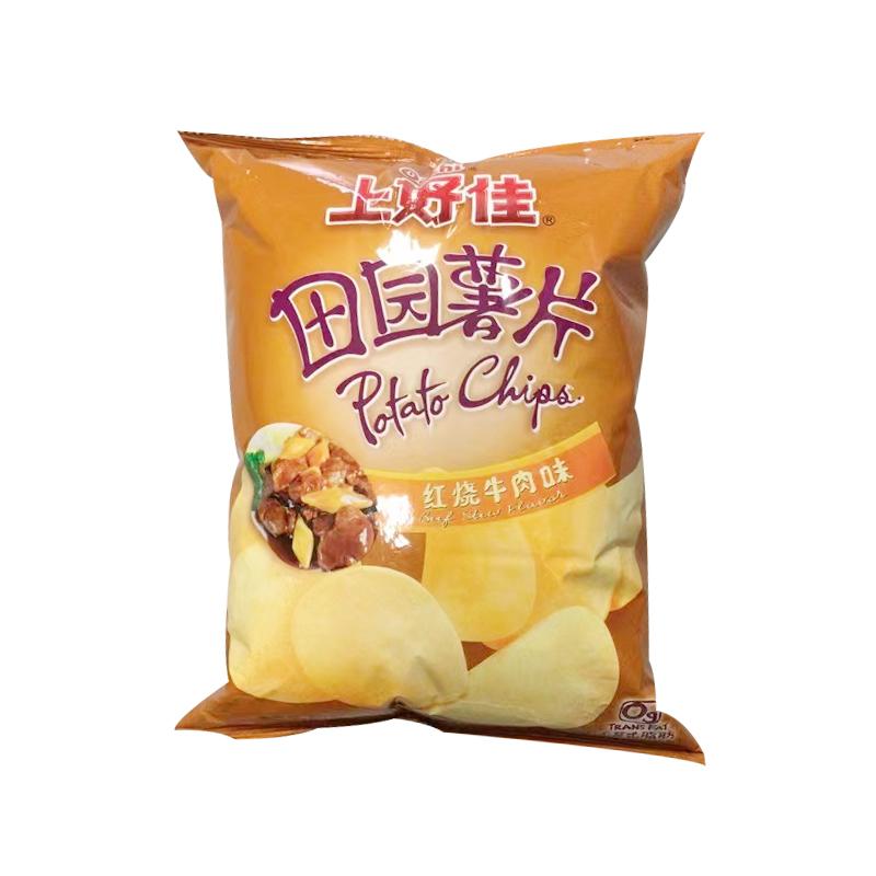 上好佳 田园薯片 红烧牛肉味80g/Pastoral Kartoffelchips Geschmortes Rindfleisch 80g