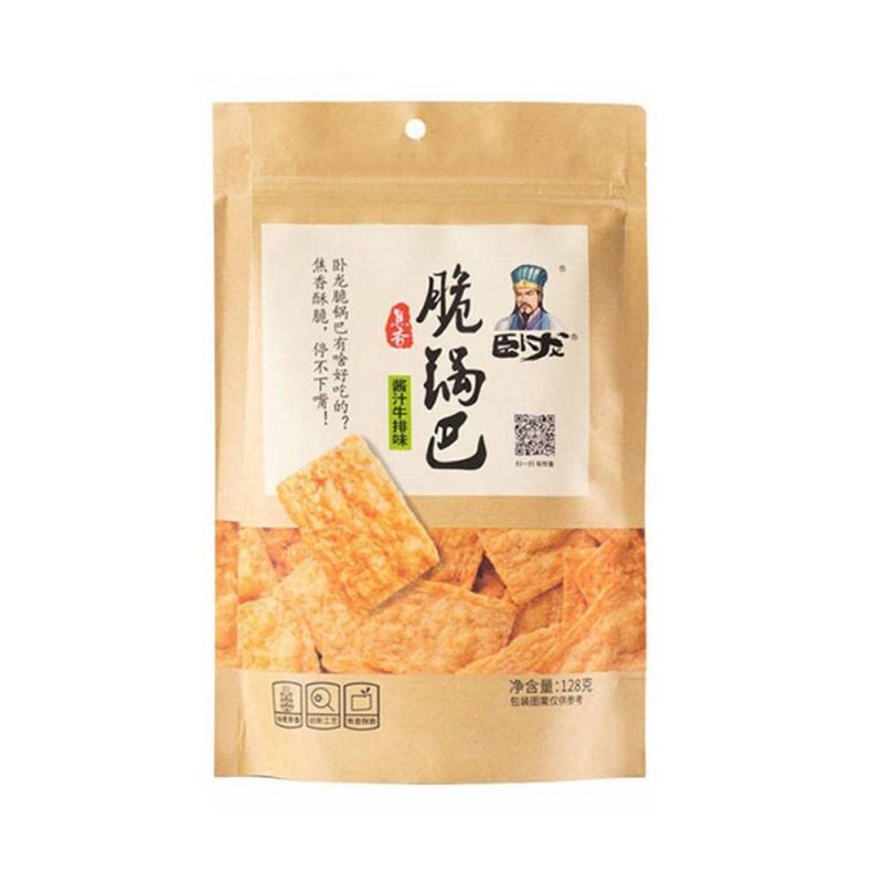 卧龙 脆锅巴 酱汁牛排味 128g/Rice cracker-artificial beefsteak flavor 128g
