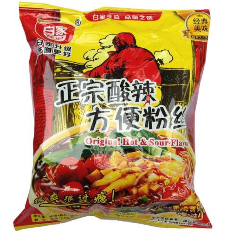 白家 白家陈记 方便粉丝 正宗酸辣味 105g/Instant Süßkartoffelnudeln 105g