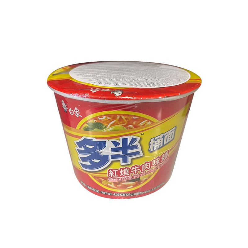 白象 多半桶 红烧牛肉味面（桶装）121g/Geschmorte Nudeln mit Rindfleisch Geschmack (Fass) 121g
