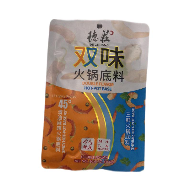 德庄 双味火锅底料  清油麻辣火锅底料45°+三鲜火锅底料 300g