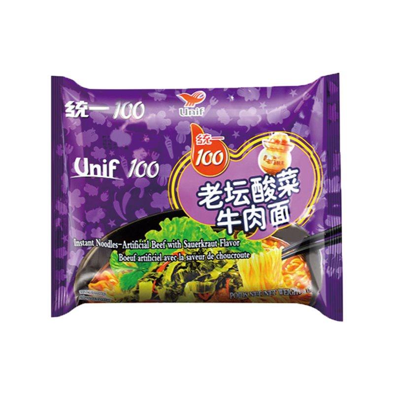 统一100 老坛酸菜牛肉面119G/Tongyi laotan Sauerkraut Rindfleischnudeln 119g