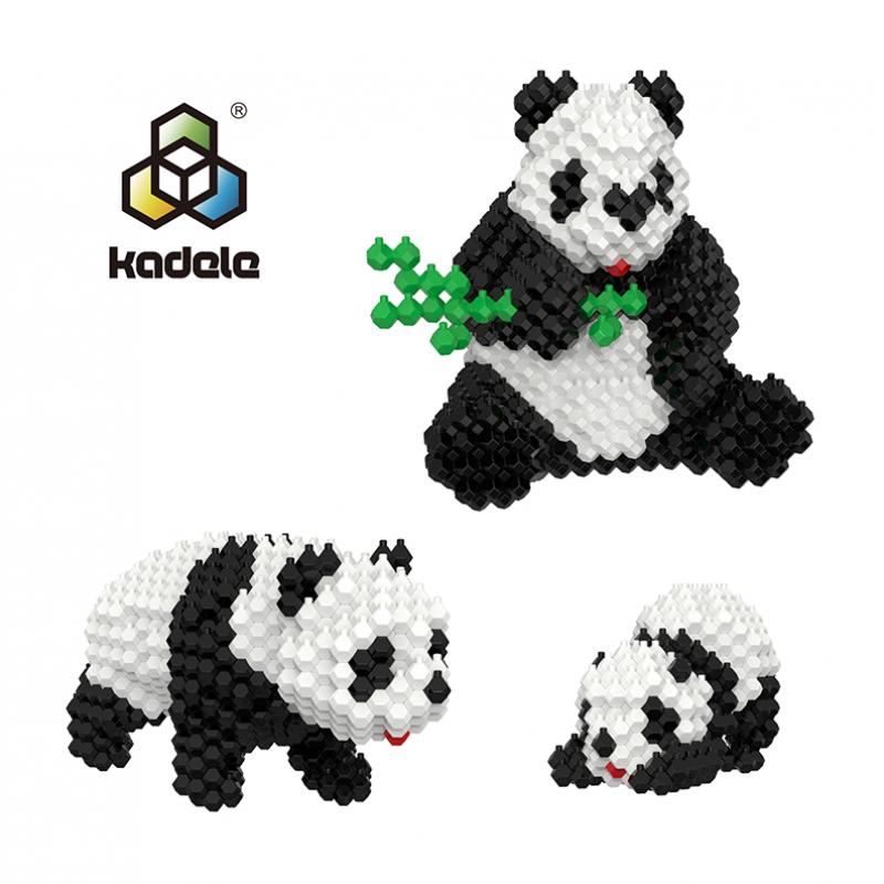 KADELE咔得乐 积木熊猫玩具 一盒三个装 益智拼装儿童启蒙拼插微颗粒 