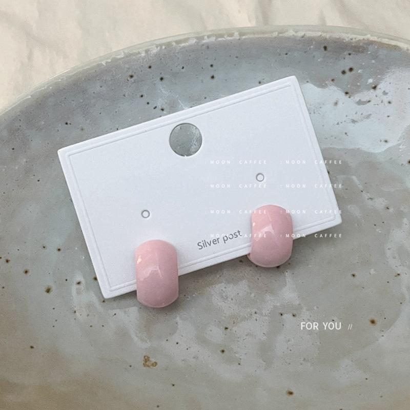 德国 饰品 奶油质感豆豆耳钉925银针简约糖果色气质半圆形百搭温柔春夏新款