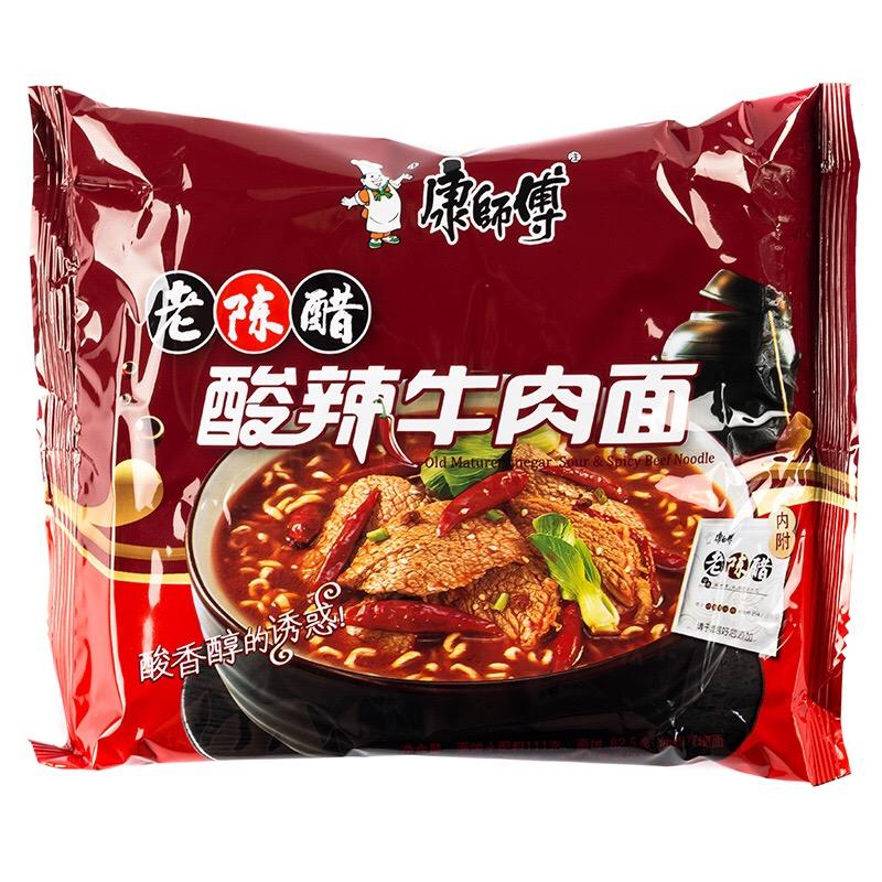 康师傅方便面 老陈醋 酸辣牛肉面包 111g/Saures und würziges Rinderbrot 111g
