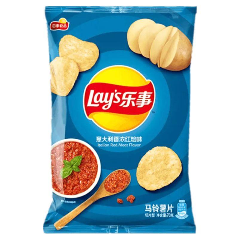 乐事 薯片 意式香浓红烩味 70g/Kartoffelchips Italienischer Stil reich rot gedünstet Geschmack 70g