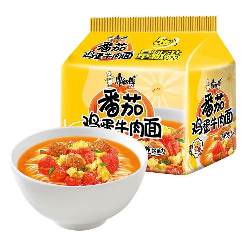 康师傅方便面 五连包 番茄鸡蛋牛肉面 5*85g/Nudelnsuppe Tomaten-Eiergeschmack 5er MEISTER KONG