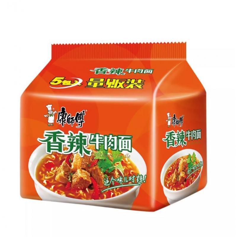 康师傅方便面 五连包 香辣牛肉面方便面 五连包 85gx 5/ KSF Instand Nudel mir Rindfleischgeschmack 