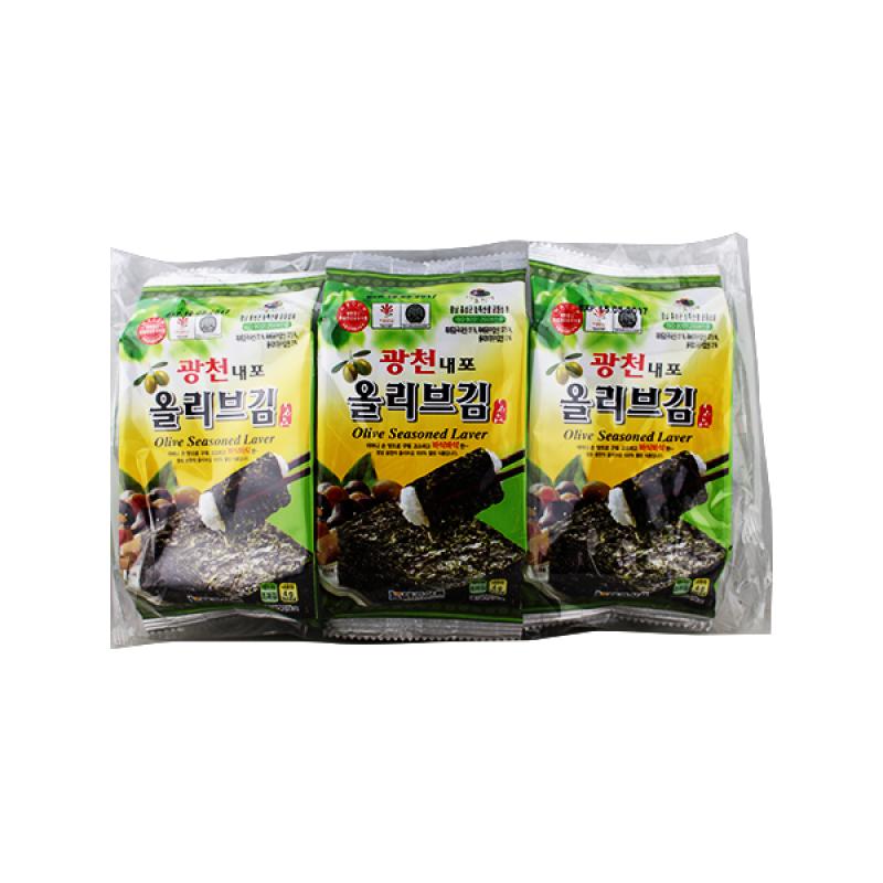 TAEKYUNG 烤海苔 橄榄油味 4g*3/roasted and seasoned, olive oil flavor 4g*3