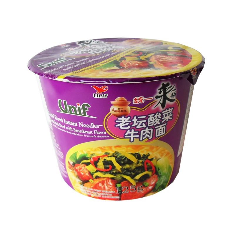 统一 来一桶 老坛酸菜牛肉面 125G/Alte Sauerkraut Rindfleisch Paste 125g