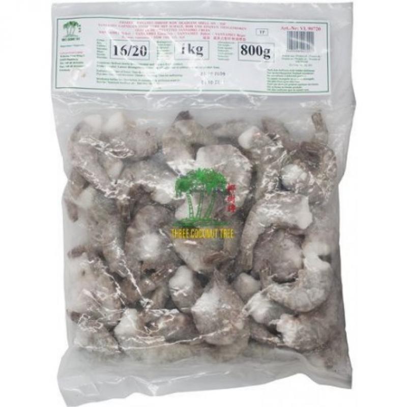 生鲜 冷冻 椰树牌 白对虾无头带壳 16/20/Vannamei Shrimp 16/20 ohne Kopf mit Schale (25% Glasur