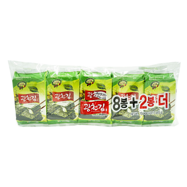 【München】广川韩式橄榄油调味海苔片  Seetang Snack 10er Pack   50g