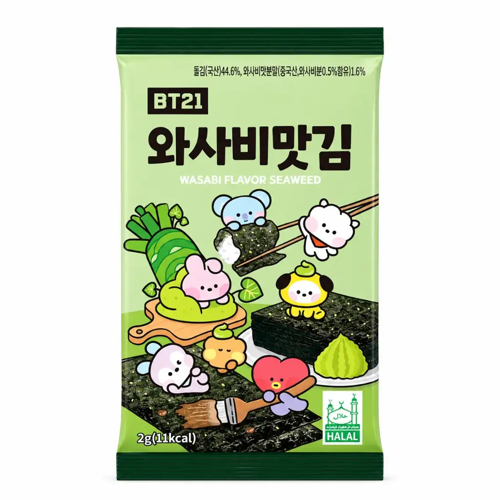 【München】BT21联名款海苔 芥末味 BT21 Nori-Algen Wasabigeschmack 2g